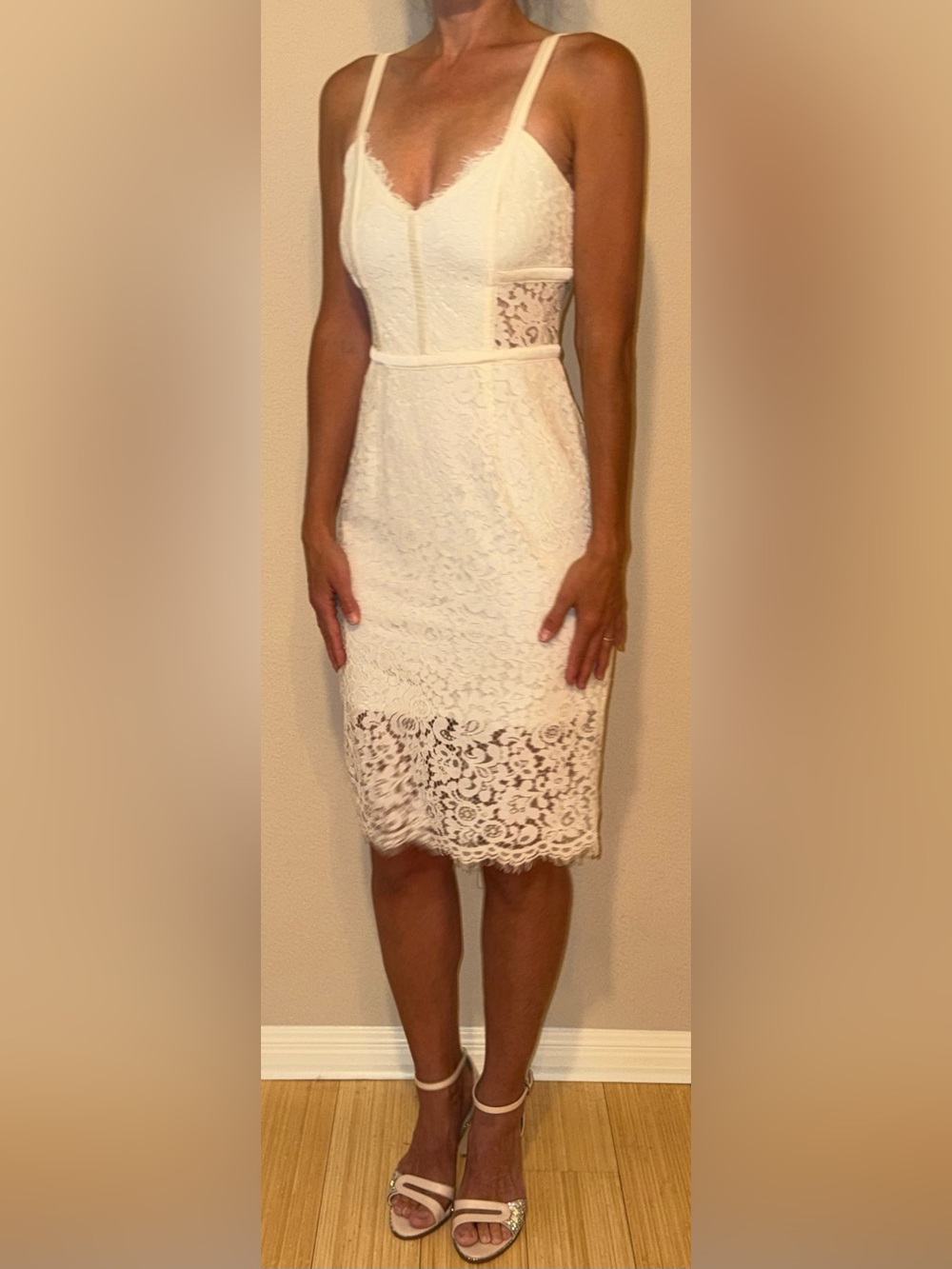NWT EXPRESS WHITE LACE MIDI DRESS